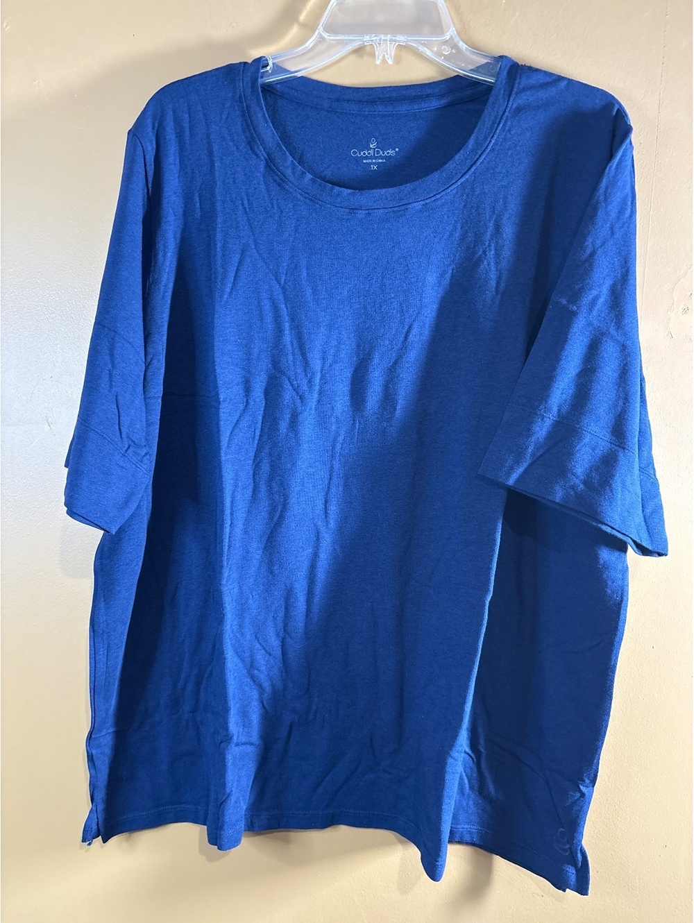 HC1216 Cuddl Duds Women's Blue Short Sleeve T-Shirt Size 1X